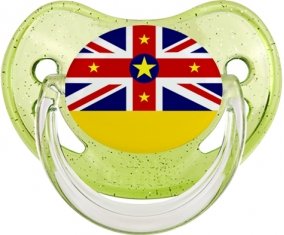 Drapeau Niue Sucette Physiologique Vert à paillette