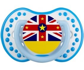 Drapeau Niue Sucette LOVI Dynamic Blanc-bleu phosphorescente
