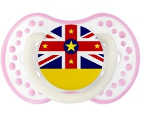 Drapeau Niue Sucette LOVI Dynamic Blanc-rose phosphorescente