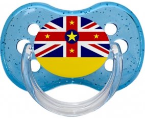 Drapeau Niue Tétine Cerise Bleu à paillette