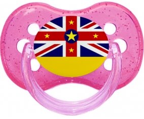 Drapeau Niue Tétine Cerise Rose à paillette