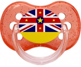 Drapeau Niue Tétine Cerise Rouge à paillette