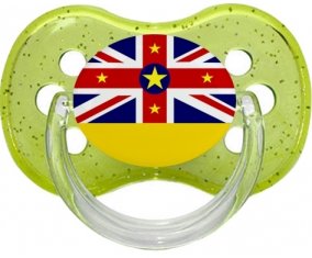 Drapeau Niue Tétine Cerise Vert à paillette
