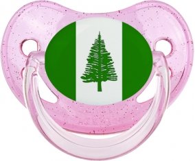 Drapeau l'ile de Norfolk Tétine Physiologique Rose à paillette
