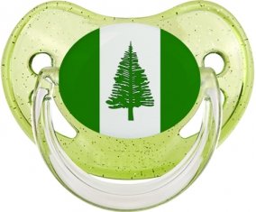 Drapeau l'ile de Norfolk Tétine Physiologique Vert à paillette