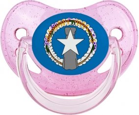 Drapeau Corée du Nord Sucette Physiologique Rose à paillette