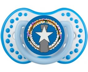 Drapeau Corée du Nord Sucette LOVI Dynamic Blanc-bleu phosphorescente