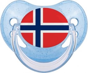 Drapeau Norvège Tétine Physiologique Bleue à paillette