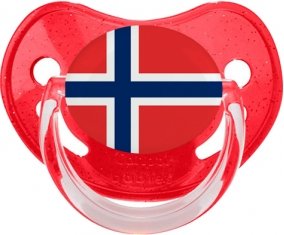 Drapeau Norvège Tétine Physiologique Rouge à paillette