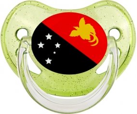 Drapeau Papouasie Nouvelle Guinée Sucete Physiologique Vert à paillette