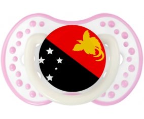 Drapeau Papouasie Nouvelle Guinée Tétine LOVI Dynamic Blanc-rose phosphorescente