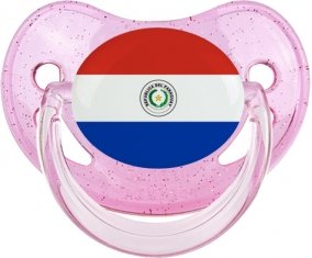 Drapeau Paraguay Sucette Physiologique Rose à paillette