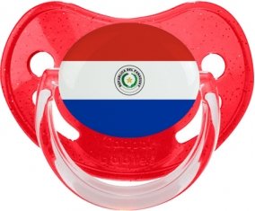 Drapeau Paraguay Sucette Physiologique Rouge à paillette