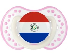 Drapeau Paraguay Sucette LOVI Dynamic Blanc-rose phosphorescente