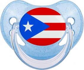 Drapeau Porto Rico Sucette Physiologique Bleue à paillette