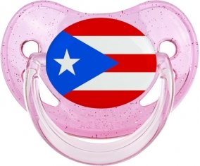 Drapeau Porto Rico Sucette Physiologique Rose à paillette