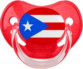 Drapeau Porto Rico Sucette Physiologique Rouge à paillette