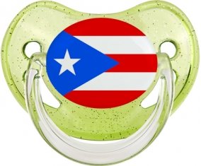 Drapeau Porto Rico Sucette Physiologique Vert à paillette