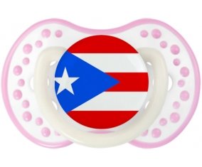 Drapeau Porto Rico Sucette LOVI Dynamic Blanc-rose phosphorescente