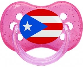 Drapeau Porto Rico Tétine Cerise Rose à paillette