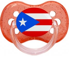 Drapeau Porto Rico Tétine Cerise Rouge à paillette