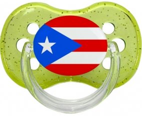 Drapeau Porto Rico Tétine Cerise Vert à paillette