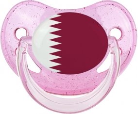 Drapeau Qatar Tétine Physiologique Rose à paillette