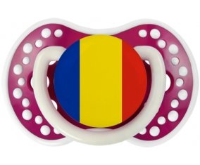 Drapeau Roumanie Sucette LOVI Dynamic Fuchsia phosphorescente