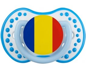 Drapeau Roumanie Sucette LOVI Dynamic Blanc-bleu phosphorescente