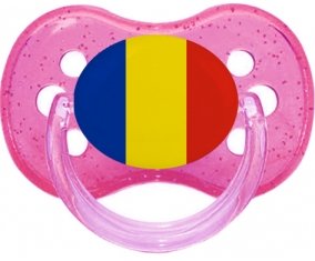 Drapeau Roumanie Sucette Cerise Rose à paillette