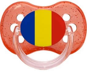 Drapeau Roumanie Sucette Cerise Rouge à paillette