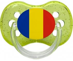 Drapeau Roumanie Sucette Cerise Vert à paillette
