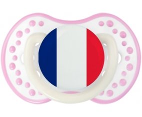 Drapeau île de la Réunion Sucette LOVI Dynamic Blanc-rose phosphorescente