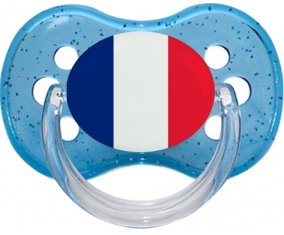 Drapeau île de la Réunion Tétine Cerise Bleu à paillette