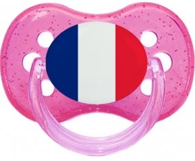 Drapeau île de la Réunion Tétine Cerise Rose à paillette