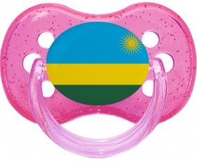 Drapeau Rwanda Sucette Cerise Rose à paillette