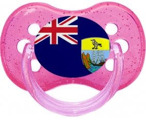 Drapeau Sainte-Hélène Tétine Cerise Rose à paillette