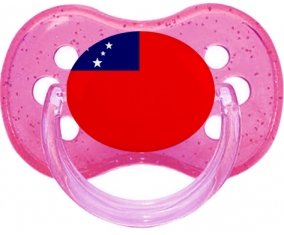 Drapeau Samoa Sucette Cerise Rose à paillette