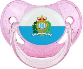 Drapeau Saint Marin Sucette Physiologique Rose à paillette
