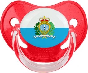Drapeau Saint Marin Sucette Physiologique Rouge à paillette