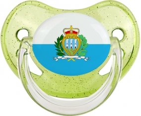 Drapeau Saint Marin Sucette Physiologique Vert à paillette