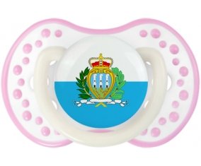 Drapeau Saint Marin Sucette LOVI Dynamic Blanc-rose phosphorescente