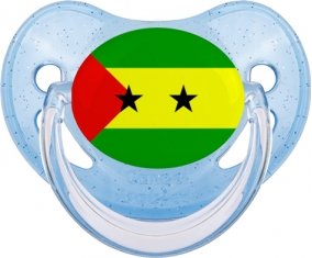 Drapeau Sao Tomé et Principe Sucette Physiologique Bleue à paillette