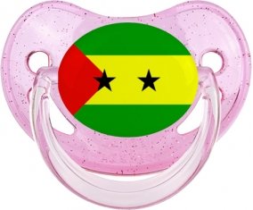 Drapeau Sao Tomé et Principe Sucette Physiologique Rose à paillette