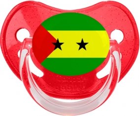 Drapeau Sao Tomé et Principe Sucette Physiologique Rouge à paillette