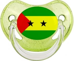 Drapeau Sao Tomé et Principe Sucette Physiologique Vert à paillette