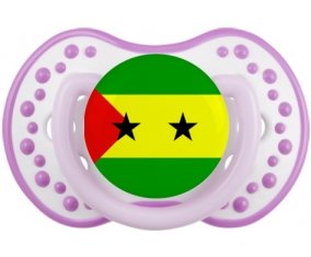 Drapeau Sao Tomé et Principe Sucette LOVI Dynamic Blanc-mauve classique