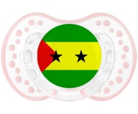 Drapeau Sao Tomé et Principe Sucette LOVI Dynamic Retro-blanc-rose-tendre classique