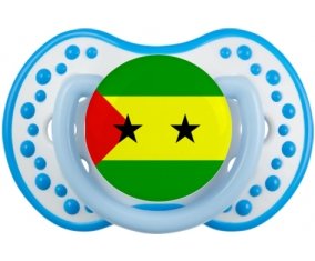 Drapeau Sao Tomé et Principe Sucette LOVI Dynamic Blanc-bleu phosphorescente