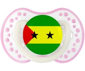Drapeau Sao Tomé et Principe Sucette LOVI Dynamic Blanc-rose phosphorescente